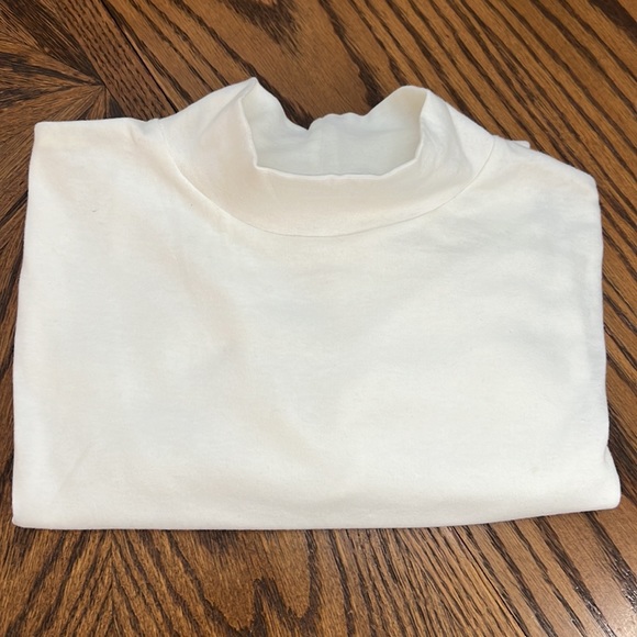 White Long Sleeve Mock Turtleneck Base Layer Sz Large - Picture 3 of 7